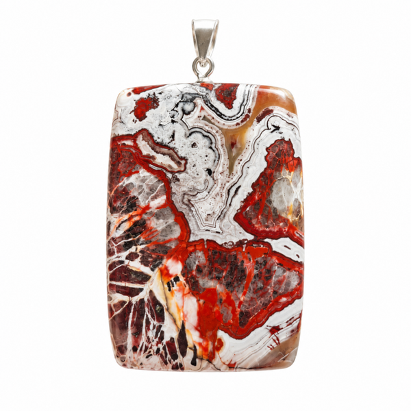 Crazy Lace Agaat hanger cabochon rechthoek groot zilver s925