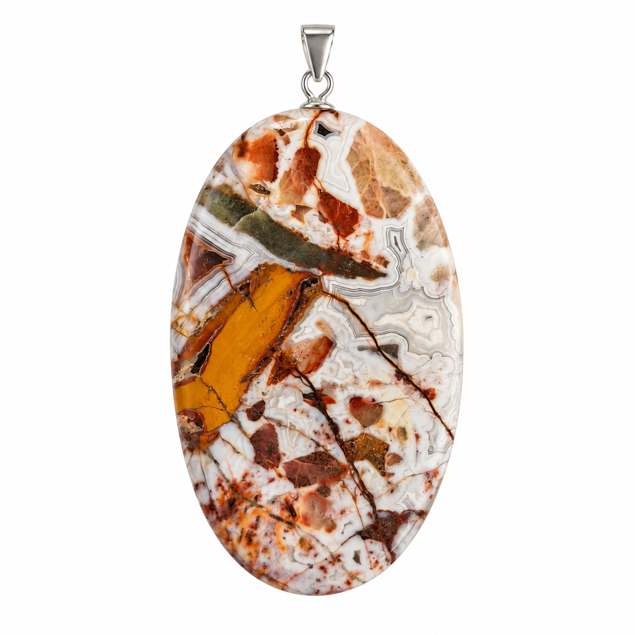 Crazy Lace Agaat hanger cabochon ovaal groot zilver s925 nr. 2