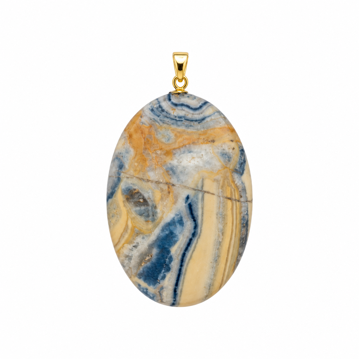 Scheeliet hanger cabochon ovaal groot gold plated