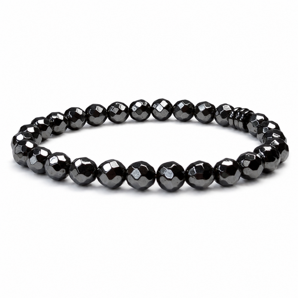 Hematiet armband facet 6 mm