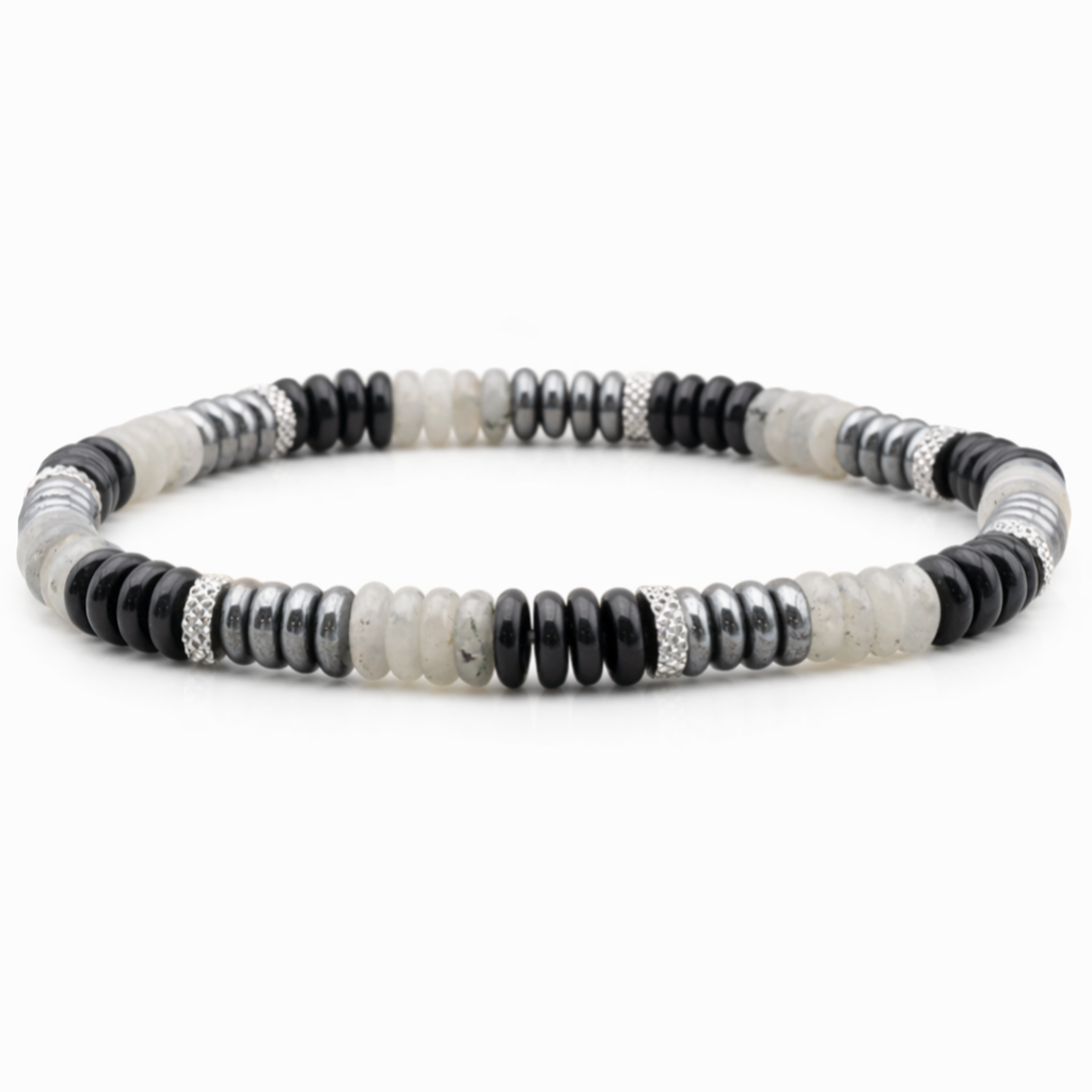 Labradoriet Onyx 8 mm herenarmband donuts
