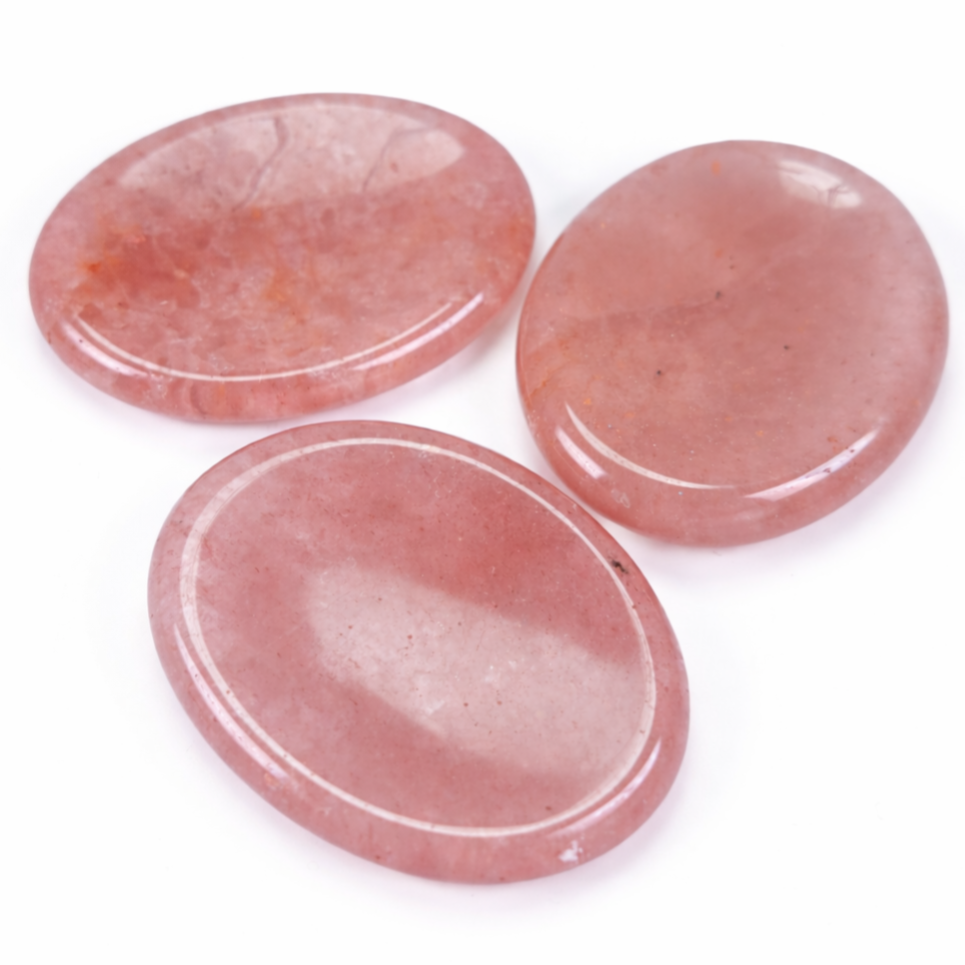 Aardbeienkwarts Duimsteen | Worry stone | Stress steen