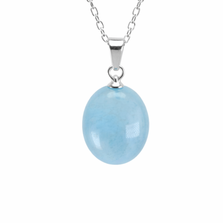 Aquamarijn HQ AA+ (cabochon) hanger ovaal 8-12mm