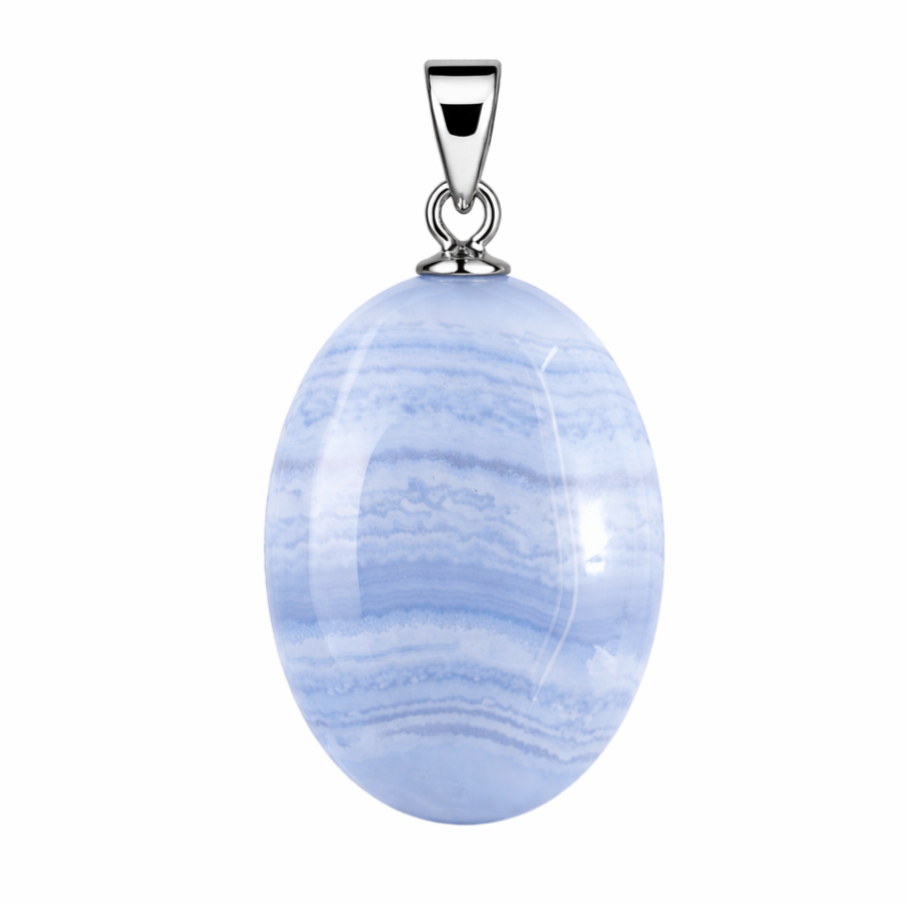 Chalcedoon (Blue Lace Agaat) hanger ovaal