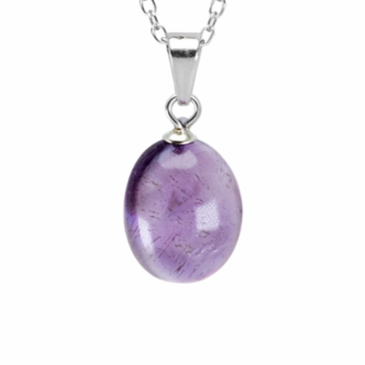 Amethist met inclusies hanger ovaal
