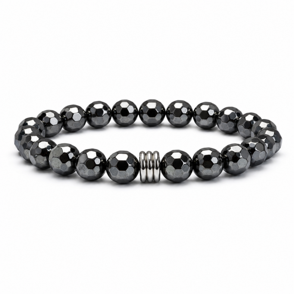 Hematiet armband facet 8 mm