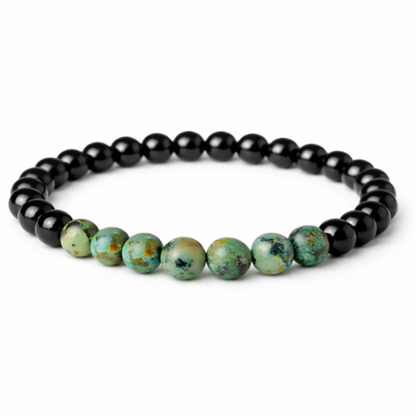 Afrikaanse Turkoois & Zwarte Obsidiaan herenarmband