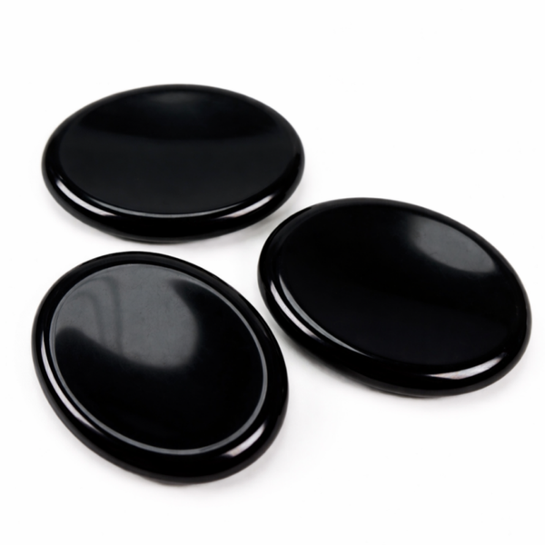 Zwarte Obsidiaan Duimsteen | Worry stone | Stress steen