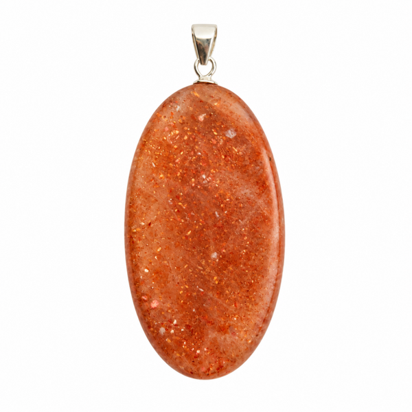 Zonnesteen hanger cabochon ovaal groot zilver nr 1