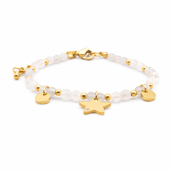 Labradoriet en Bergkristal 4mm (armband, kogel)