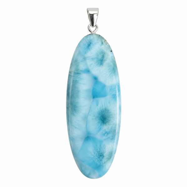 Larimar hanger cabochon ovaal groot zilver nr 1