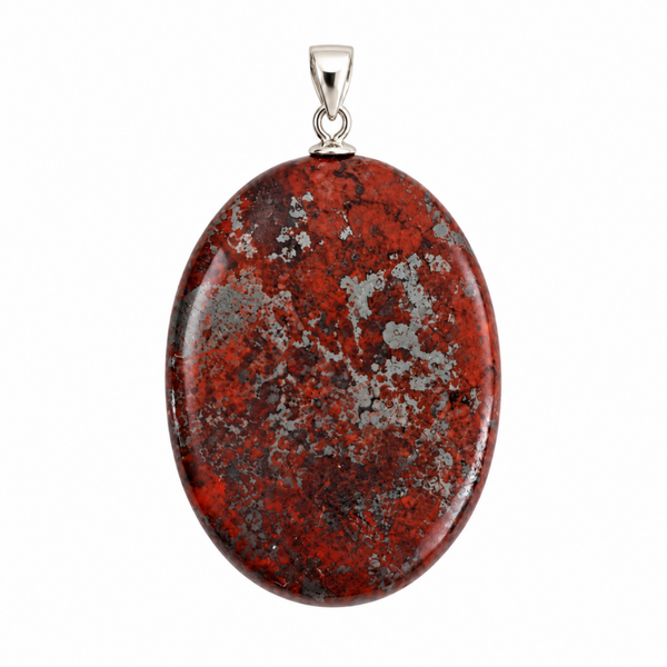 Jaspilliet hanger cabochon ovaal groot zilver nr 1