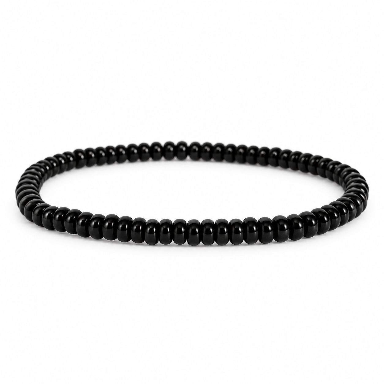 Zwarte Obsidiaan armband donut 4 mm