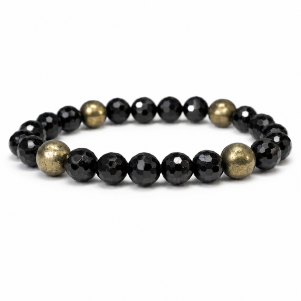 Zwarte Toermalijn & Pyriet armband 8 mm