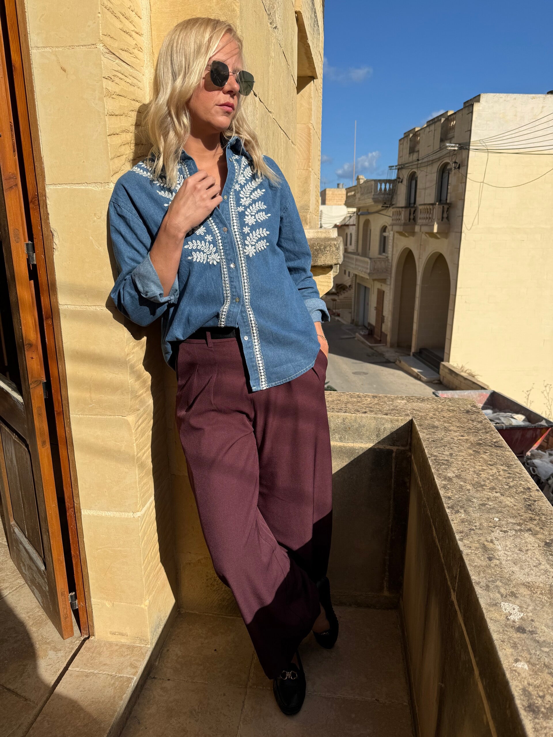 Pantalon Corine Aubergine