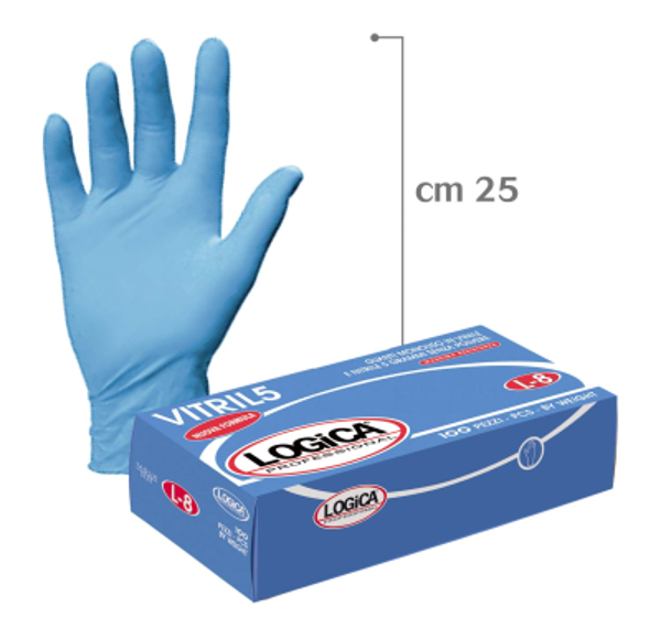 Guanti Monouso VITRIL 5 Logica – Mix Nitrile e Vinile, Senza Polvere, Alta Resistenza (Confezione 100pz)