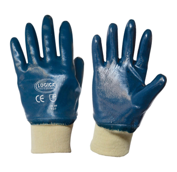 Guanti da Lavoro Logica 0050S – Interamente Spalmati in Nitrile NBR, Anti-Olio e Idrocarburi