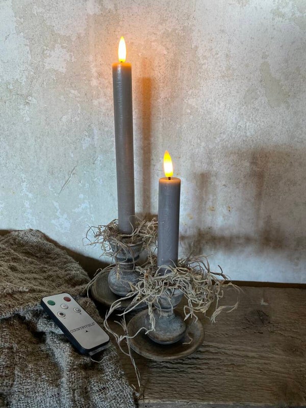 Set korte grijze led dinerkaarsen