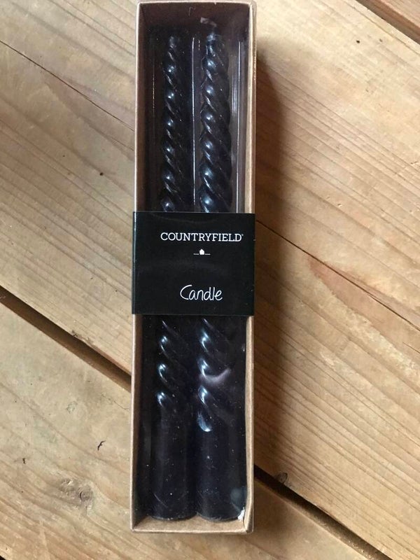 Kleine twist kaarsen zwart