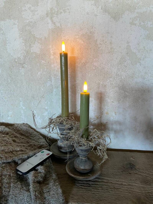 Set olijfkleurig led dinerkaarsen