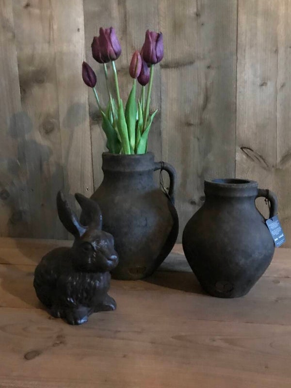 Brynxz bruine vaas met oor, maat L