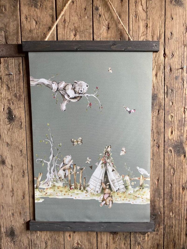 Wanddoek blauw/groen tent