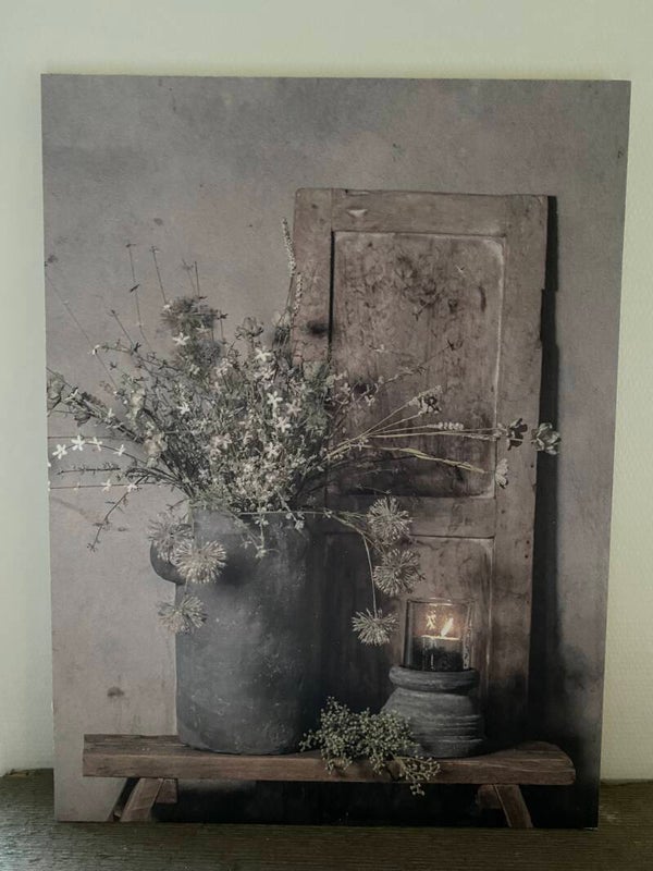 Houten paneel luik en bloemen  zonder ophangkoord