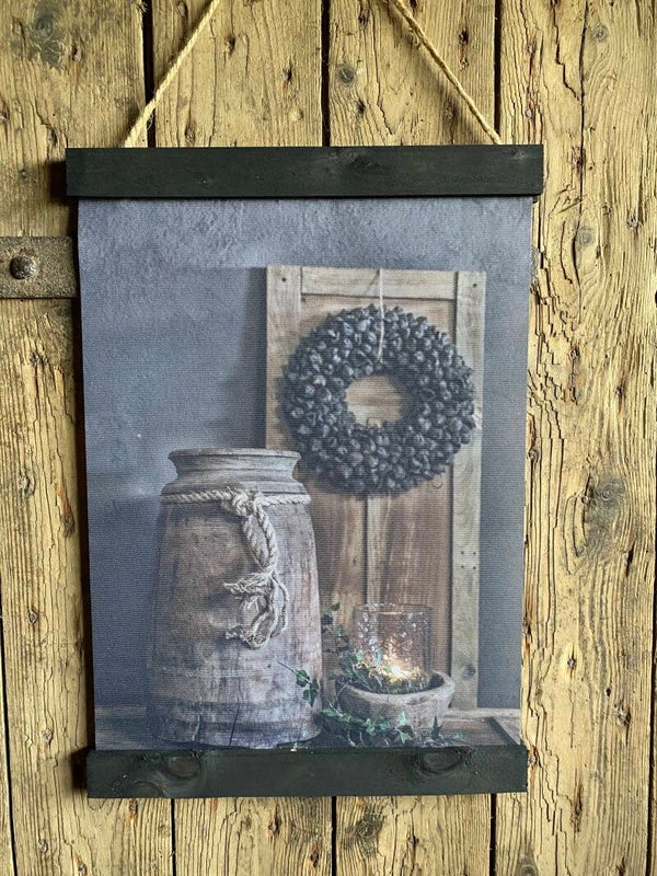 Kleine wanddoek schaal met pot