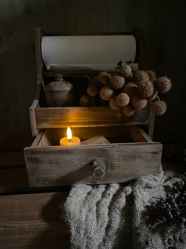 Houten keukenrol/ gruttersbak kastje