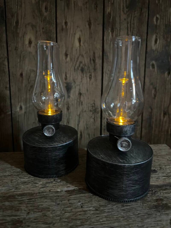 Solar olielamp zwart zilver