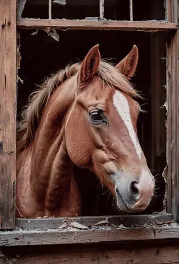 Wanddoek paard in kleur