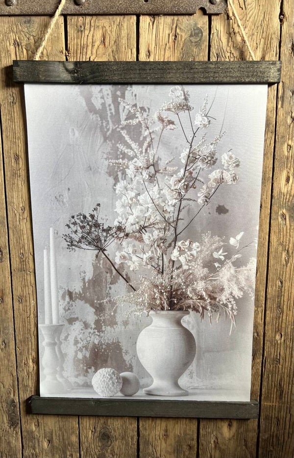 Wanddoek witte vaas