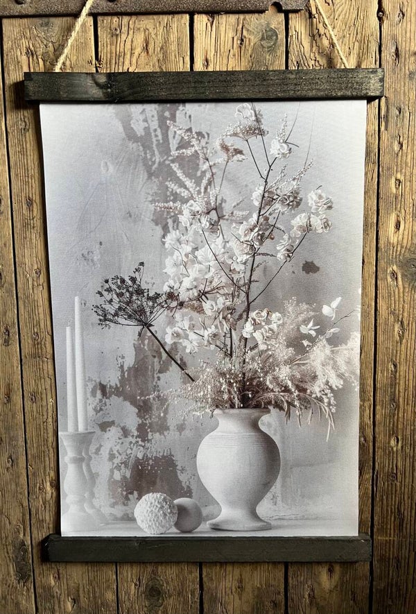 Wanddoek witte vaas