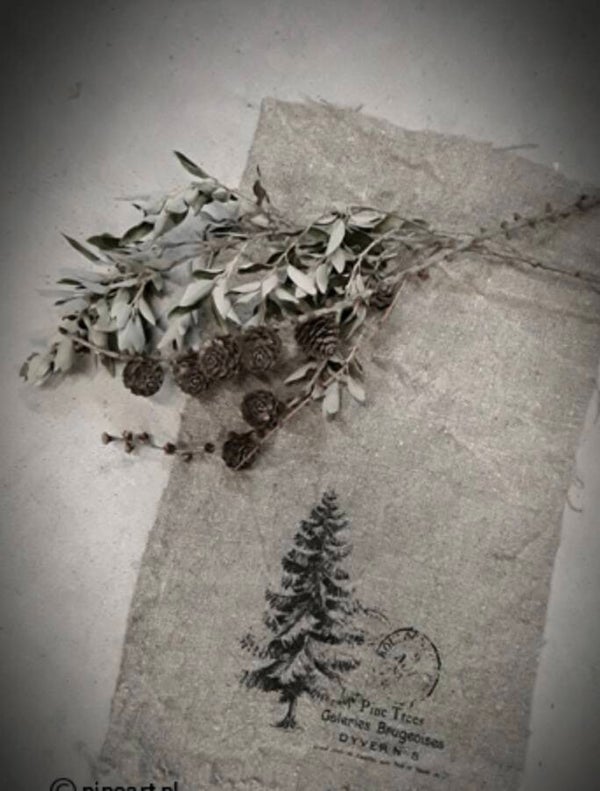 Shabby doek denneboom met stempel