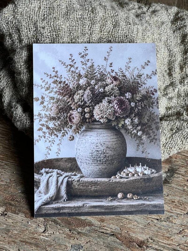 Fotokaart trog met bloemen