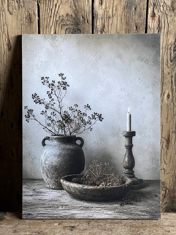 Houten paneel pot met tak