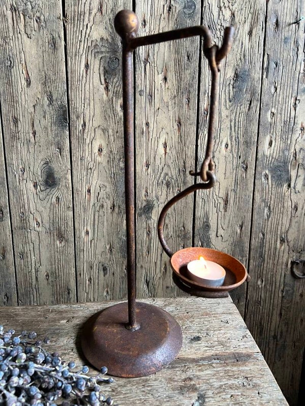 Authentiek roestige metalen waxinelichtje hanger