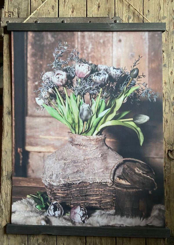 Wanddoek  leemmand met tulpen nr 333