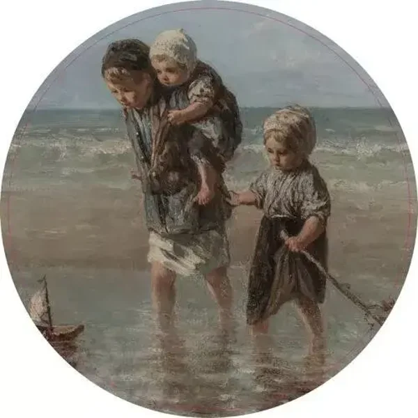 Muurcirkel vader met kinderen