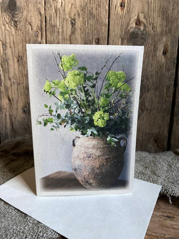 Kaart sober en stoer, pot met bloemen