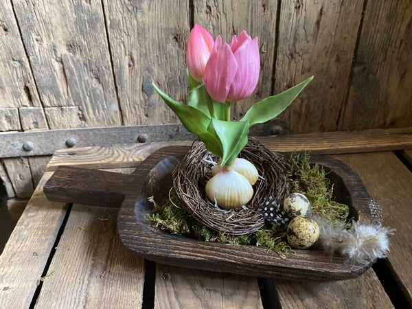 Donker bruin houten trogje/schep