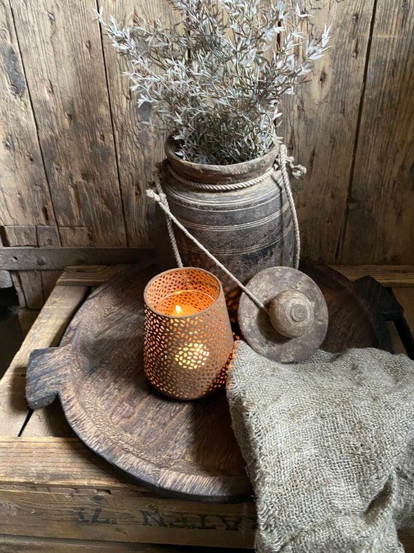 Donker groot bruin houten dienblad