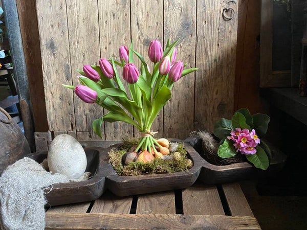 Donker bruin houten drie vak schaal