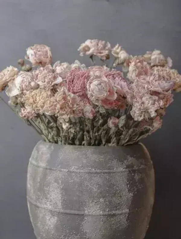 Tuinposter pot met roze bloemen nr 160