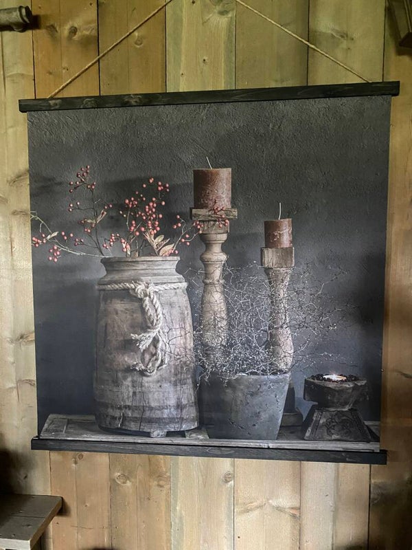 Wanddoek Nepalese pot met kandelaars