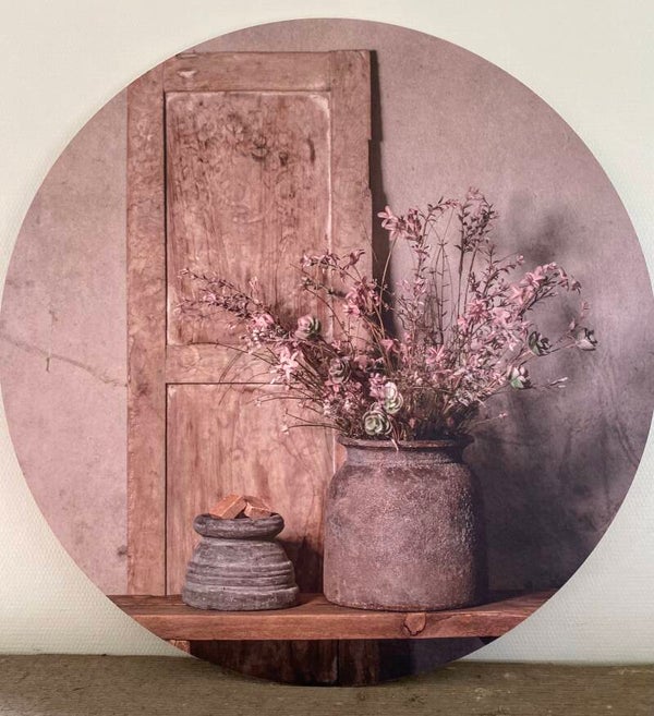 Luik met roze tafereel