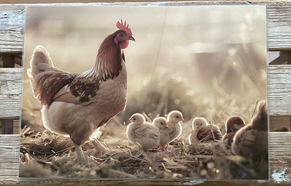 Placemat moeder kip met scharrelende kuikens nr 188