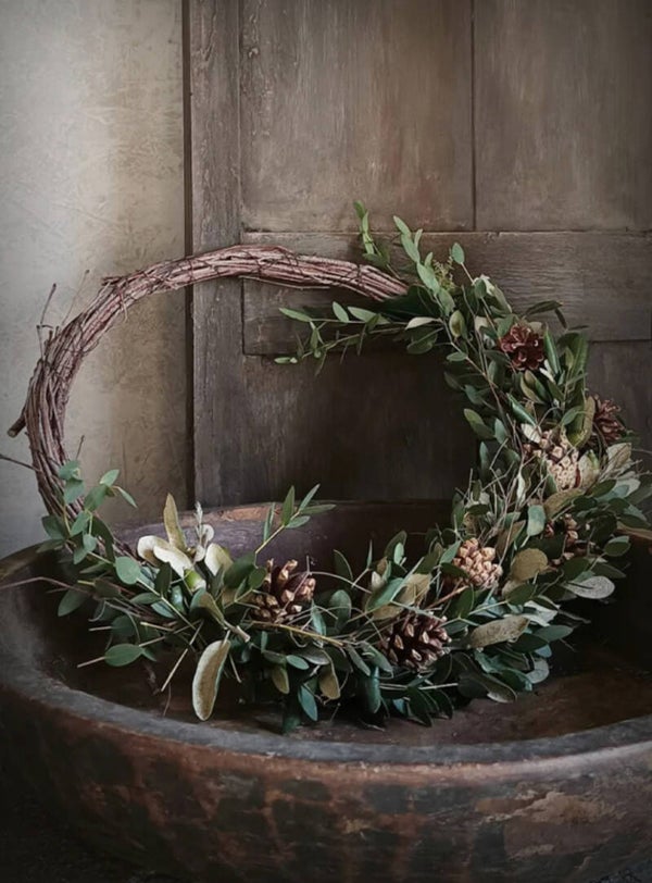 Houten bordje, krans