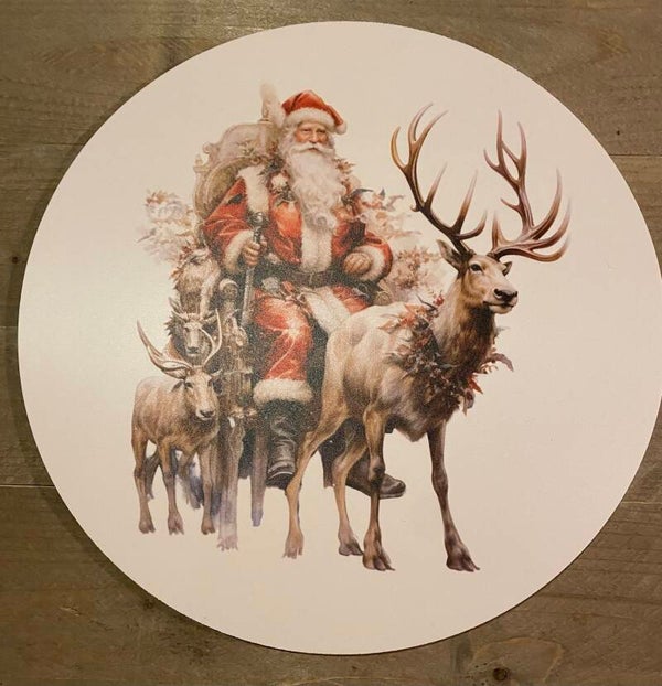 Kerstman in de slee, wit.