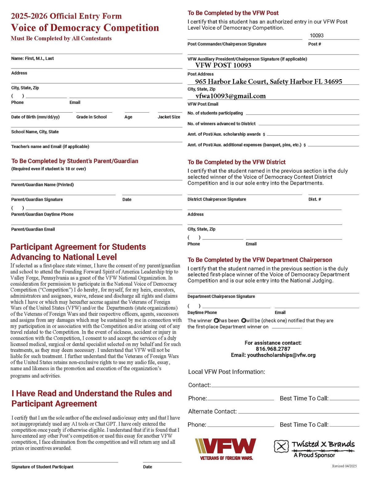 SCHOLARSHIPS | VFW Auxiliary Post 10093 Safety Harbor Florida
